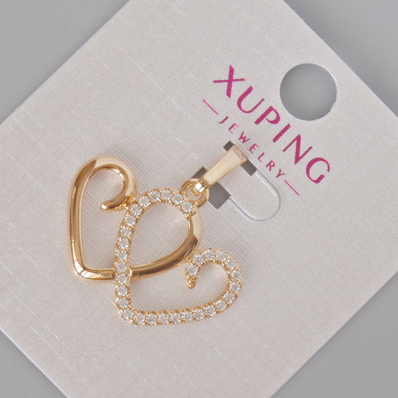 Pandant Xuping „Inimă” cu strasuri albe, diametrul 24×24 mm ± placare cu aur 18K