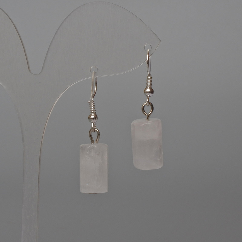 Cercei din cristal de munte, cilindri fațetați, diametrul 10x16 mm, lungimea 37 mm +/-