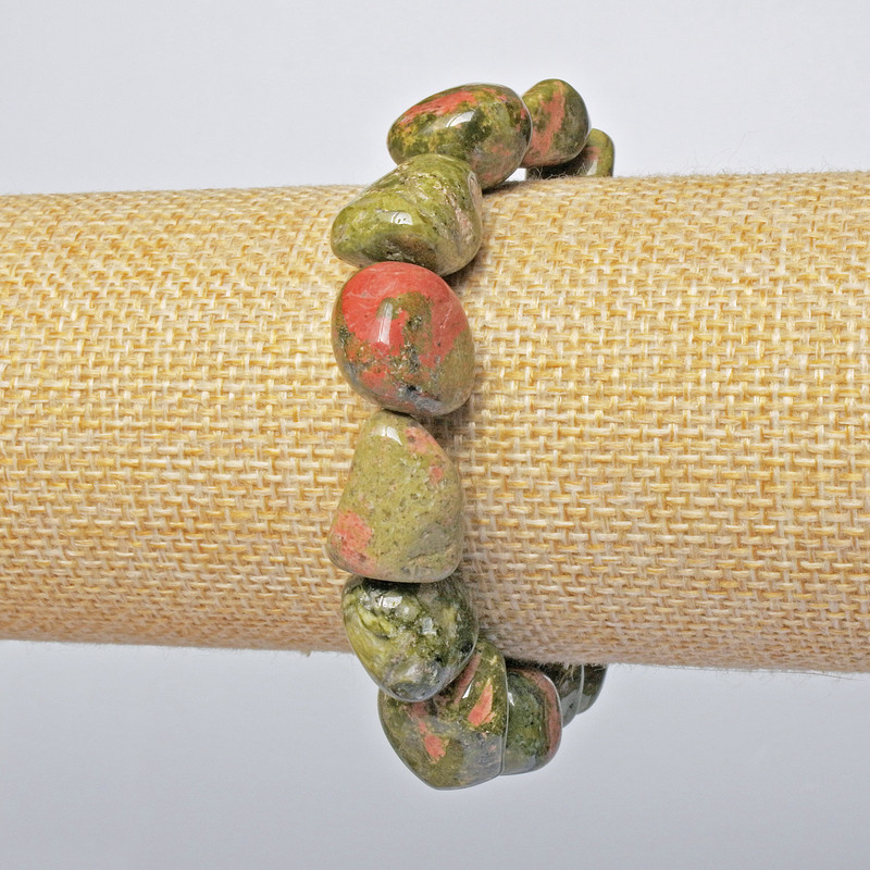 Brățară din jasper heliotrop, piatră naturală, mărgele fațetate, diametrul 14x17 mm +/-, lungime 18 cm +/- (elastic)