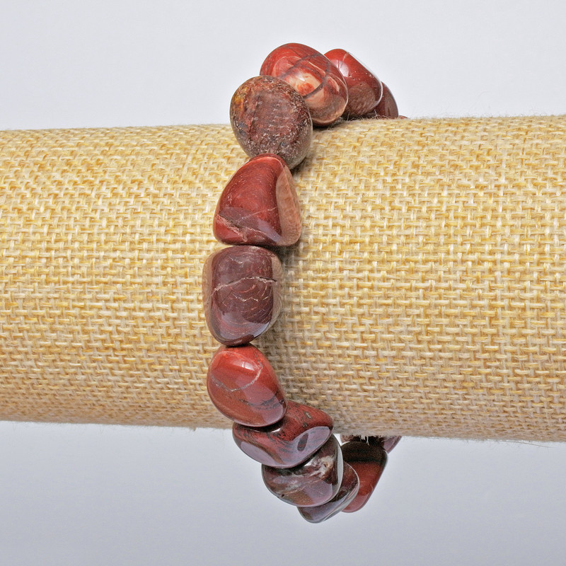 Brățară din jasper roșu, piatră naturală, fațetată, diametrul 12x14 mm +/-, lungime 18 cm +/- (elastic)