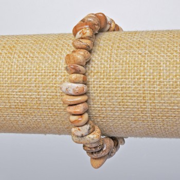 Brățară cu jasper peisaj, piatră naturală, mărgele tăiate cu fațete, diametru 12x5 mm, lungime 18 cm +- (elastică)