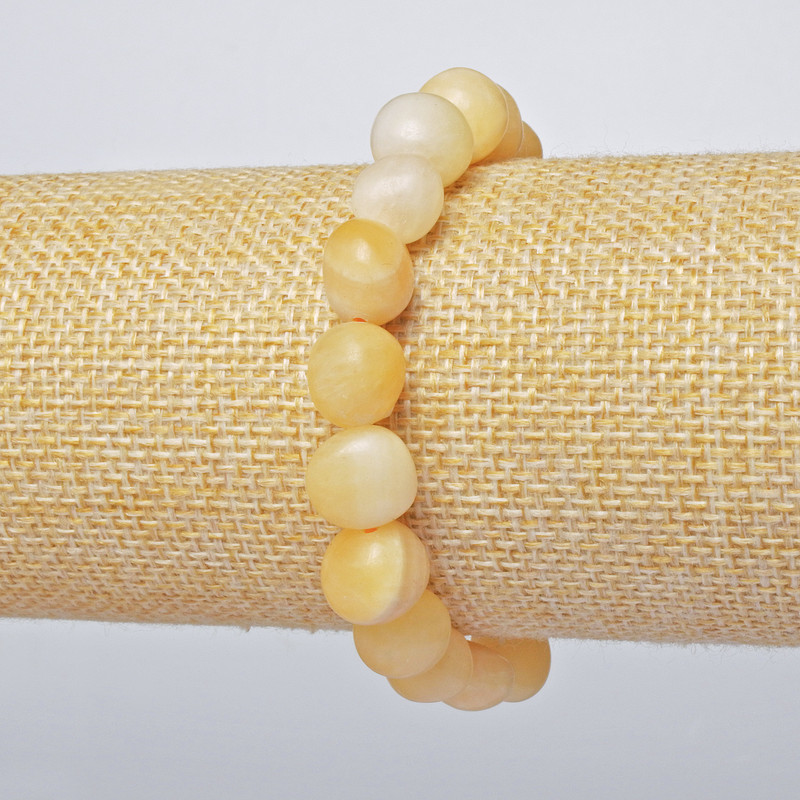 Brățară din agat galben, fațetată, diametrul 10 mm +/- (elastic)