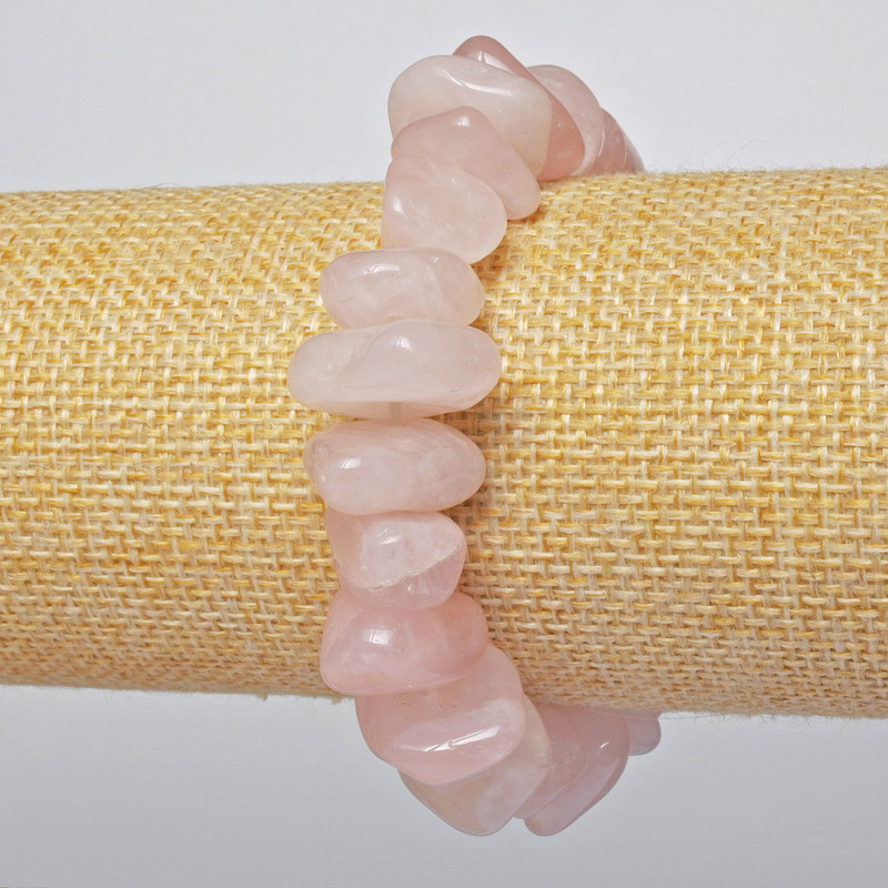 Brățară din cuarț roz natural, piatră naturală fațetată, diametru 15x7 mm +/-, lungime 18 cm +/- (elastică)