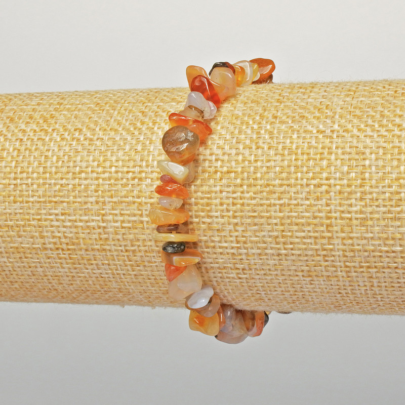 Brățară din agată portocalie, piatră naturală mărunțită, diametrul 7×4 mm, lungimea 18 cm, elastică