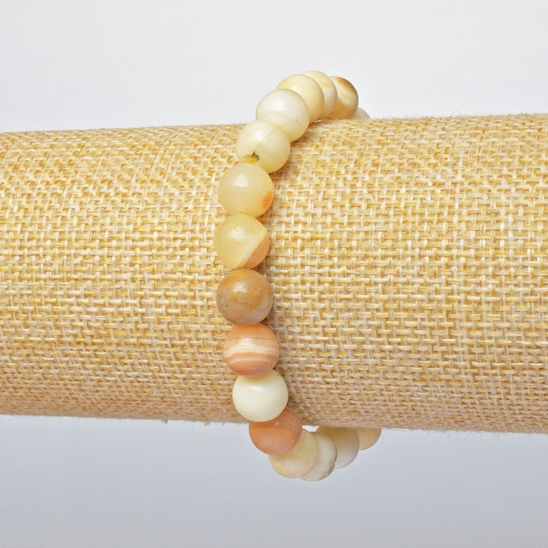 Brățară din agat galben (presat) – bile netede, diametrul 8,5 mm, lungime 18 cm (elastic)