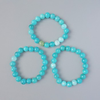 Brățară cu acvamarin (presat), bile netede, diametrul 10,5 mm, lungimea 18 cm + - (elastică)