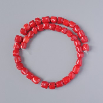 Mărgele de coral natural facetat, diametru 9×10 mm, lungime 40 cm pe fir