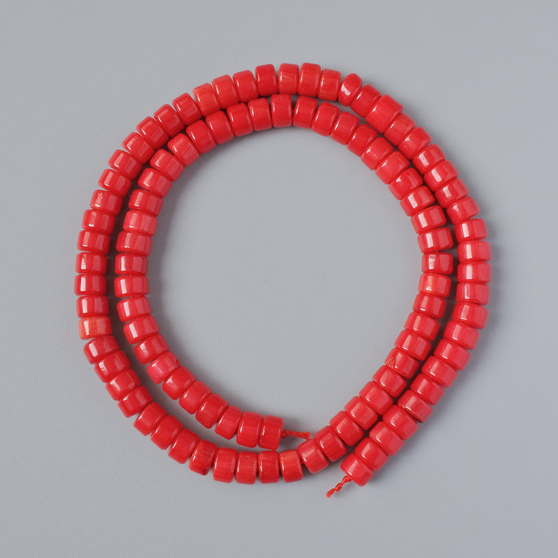 Намистини Корал натуральний шайба, діаметр 6х4мм + -, довжина 41см + - на нитці