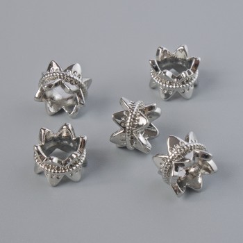 Furnitură – mărgea inserție, diametrul 5,5×7 mm, gaură 4 mm, culoare argintie a metalului, 1 bucată