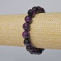 Brățară cu ochi de pisică mov, piatră naturală, mărgele netede, diametrul 10,5 mm, lungime 18 cm (+/-) (elastic)