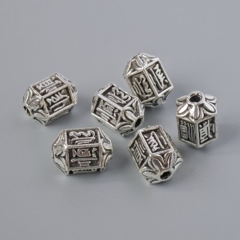 Inserții pentru mărgele, diametru 10×7 mm, gaură de aproximativ 1,7 mm, culoare argintie a metalului, 6 buc.