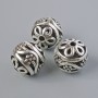 Фурнітура намистина вставка, діаметр 14мм+-, отвір, діаметр 2, 2мм, сріблястий колір металу, 3шт