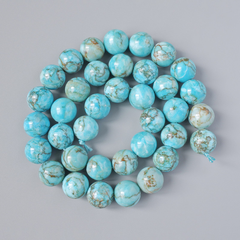 Mărgele jasper albastru sintetic, sferice netede, diametrul 10,5 mm, lungime 39 cm, pe șnur