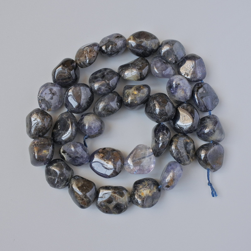 Mărgele de iolit natural, fațetate, diametrul 11×12 mm, lungime aproximativă 40 cm, pe șnur
