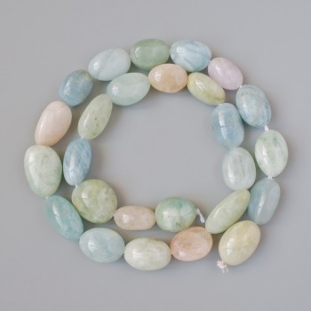 Mărgele Morganit natural, formă facetată, diametrul 10×15 mm ±, lungime 39 cm ± pe șnur