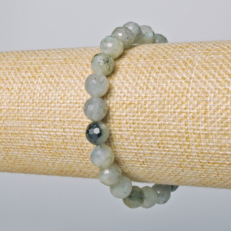Brățară din labradorit natural, mărgele tăiate de 8 mm, lungime 18 cm, +/- (elastic)