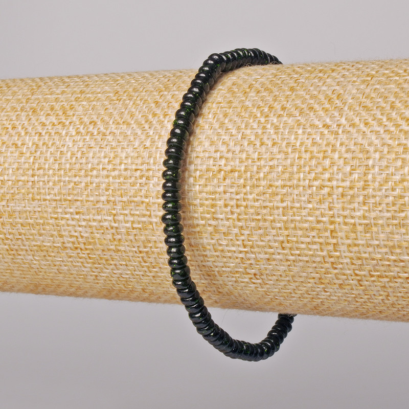 Brățară din aventurin verde sintetic, rondel neted, diametrul 4x2 mm, lungime 18 cm, elastic