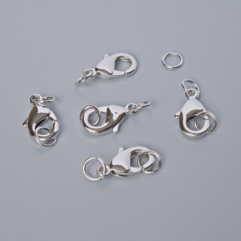 Închizătoare carabină, diametru 10×5 mm, culoare argintie a metalului, 1 bucată