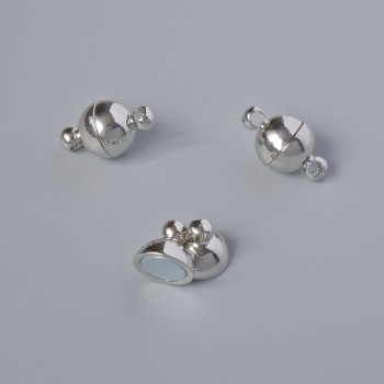 Închizătoare magnetică, diametru 14×8 mm, culoare argintie a metalului, 1 buc.