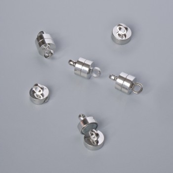 Furnitură închizătoare magnetică, diametrul 11×5 mm, culoare argintiu metal, 1 buc.