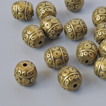 Inserție din bronz – mărgele, diametru 7,5×7 mm, diametrul găurii 1,2 mm, set 14 bucăți, culoare bronz metalic