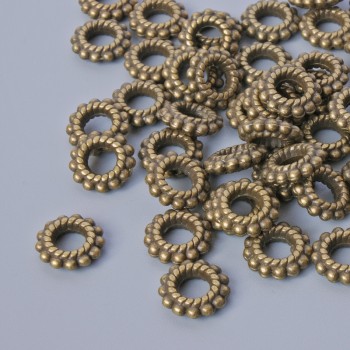 Furnitură inserție pentru mărgele, diametrul 7,5×2 mm, diametrul găurii 3,3 mm, lot 54 buc. ±, culoare bronz metalic