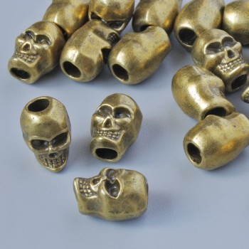 Furnitură pentru mărgele - inserție «Craniu», diametrul 9×6 mm, diametrul găurii 2,6 mm, set 18 buc ± culoare bronz a metalului