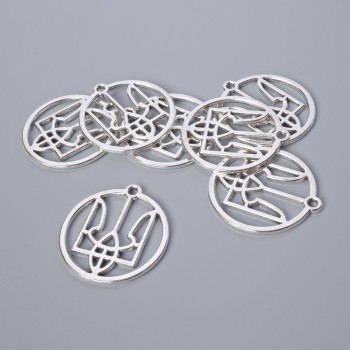 Pandantiv – furnitură «Stemă heraldică», dimensiuni 26,5×25 mm, gaură de 1,9 mm, ambalaj 7 buc +/-, culoare argintie a metalului