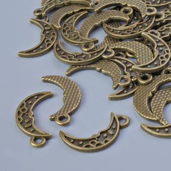 Furnitură pentru pandantiv «Lună», diametrul 17,5×9 mm, diametrul orificiului 1,8 mm, ambalare: 30 buc./±, culoare bronz a metalului