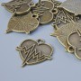 Furnitură pandantiv 'Inimă', diametrul 22x20, 5 mm, diametrul găurii 1,9 mm, fason. 10 buc. ±, culoare bronz a metalului