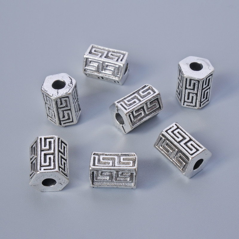 Mărgea-inserație, diametru 10×7 mm, diametrul găurii 2,9 mm, finisaj argintiu, 7 buc.