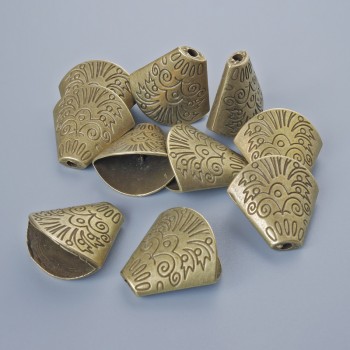 Capace terminale pentru bijuterii, dimensiuni 18x19 mm și 5x10 mm, diametrul găurii 2-3 mm, set 10 bucăți, culoare bronz metalic