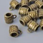 Suport pentru pandantiv bronz, 8x6 mm, diametrul găurii 1,7 mm și 4 mm, lungime 10 mm, finisaj bronz, set 18 bucăți