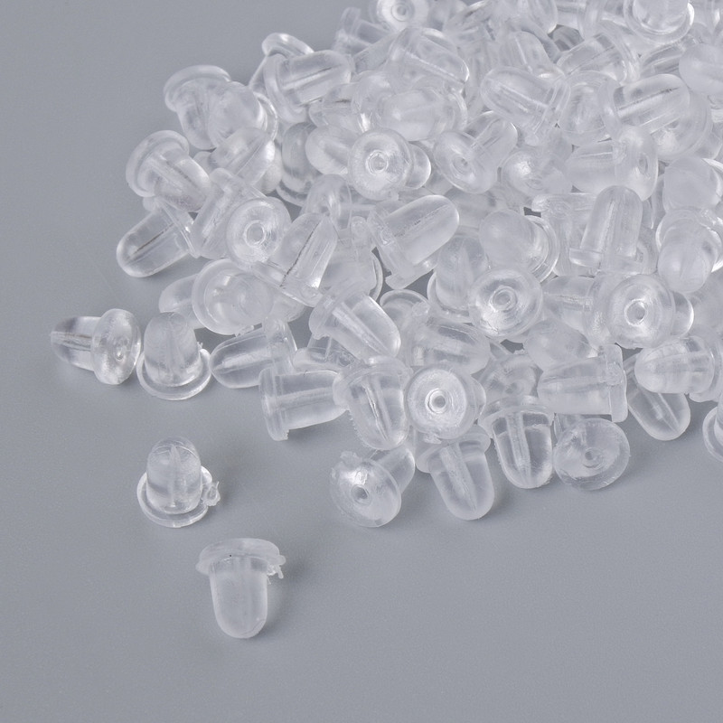 Fixator din silicon pentru cercei, alb, ambalaj 10 g (170 buc.)