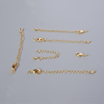 Închizătoare cu carabină, diametrul 10x5 mm, cu lanț prelungitor, lungime 5,5 cm, culoare aurie a metalului, 1 buc.