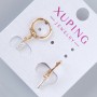 Cercei Xuping cu cristale albe, diametrul 7x2 mm ±, lungimea 23 mm ±, placare cu aur 18K