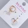 Cercei «Crucea» Xuping cu strasuri albe, diametru 7,5×6 mm, lungime 23 mm, placare cu aur 18K
