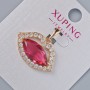 Pandantiv «Buze» Xuping cu strasuri albe și cristal roșu, diametrul 17x24 mm, lungime 23 mm, placat cu aur de 18K