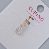 Pandantiv Xuping cu cristale albe, diametrul 15×6 mm, lungime 20 mm, placare cu aur 18K