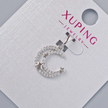 Кулон "Місяць" Xuping з білими стразами, діаметр 14х13мм+-, довжина 20мм+- родій