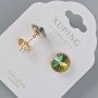 Cercei cu știfturi Xuping cu cristale Swarovski, culoare verde și roz chameleon, diametrul 10 mm, placare cu aur 18K