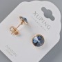 Cercei stud Xuping cu cristale Swarovski albastre, diametrul 10 mm, placare cu aur 18K