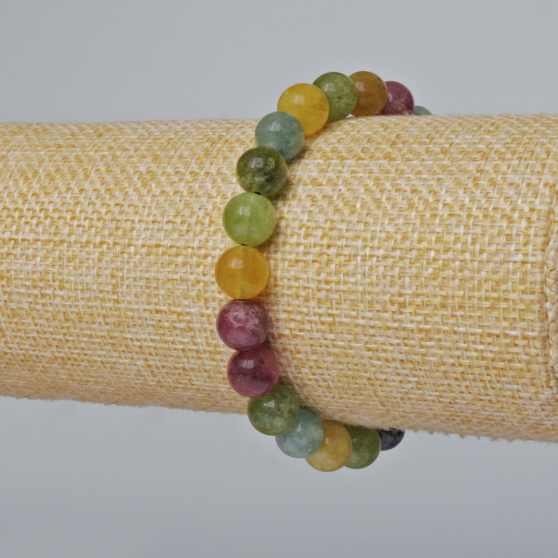 Brățară din turmalin, piatră naturală, mărgele netede, diametrul 8 mm, lungime 18 cm, elastică