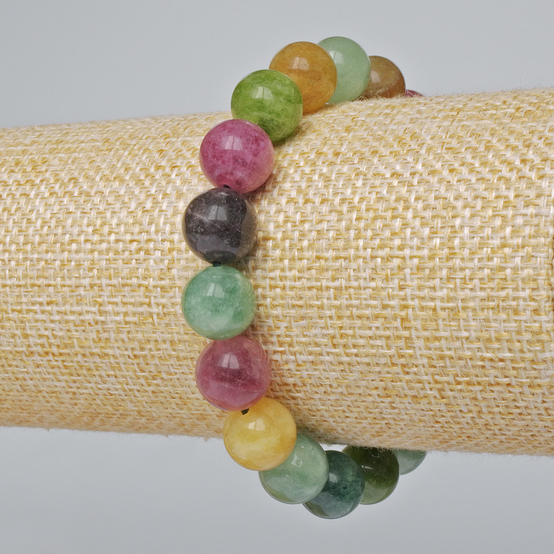Brățară din turmalină naturală, mărgele netede de 10 mm, lungime 18 cm (elastic)