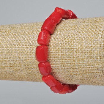 Brățară din coral natural, fațetată (asortată, mărime medie), diametrul 10x12 mm +/-, lungime 18 cm +/- (pe bază elastică)