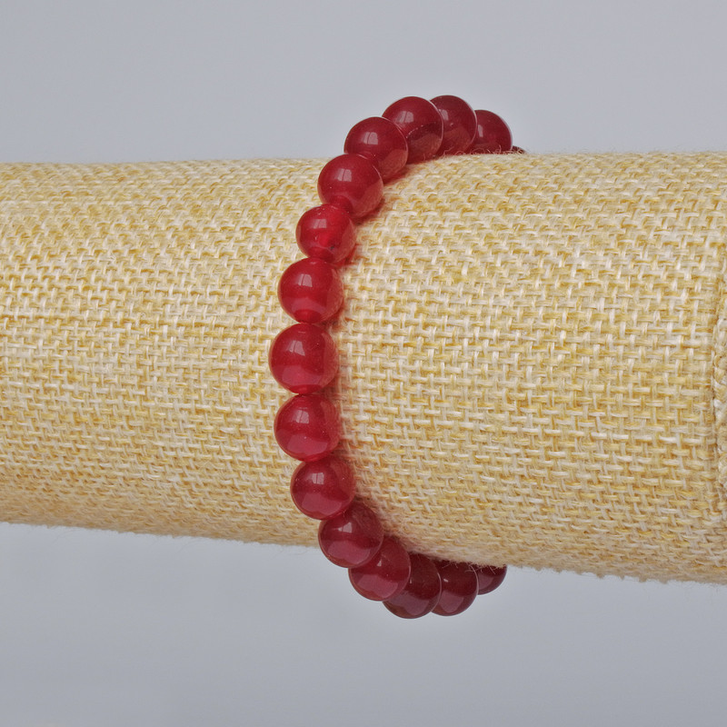 Brățară cu turmalin artificial, mărgele netede, diametrul 8 mm, lungime 18 cm, pe bază elastică
