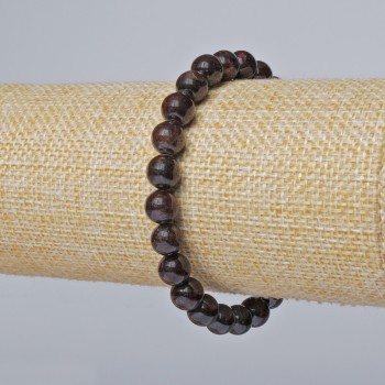 Brățară cu granat, piatră naturală, mărgele sferice netede, diametrul aproximativ 7,5 mm, lungime 18 cm (extensibilă)