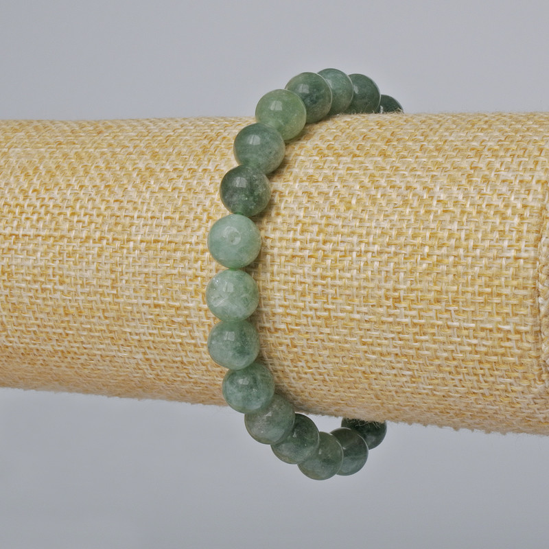 Brățară din jadit, mărgele netede, diametrul 8,5 mm, lungimea 18 cm (extensibilă)