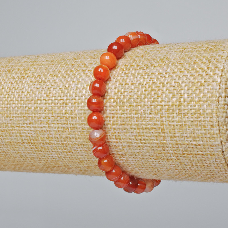 Brățară din carneol, piatră naturală, mărgele netede, diametrul de 6 mm, lungime 18 cm (elastic)