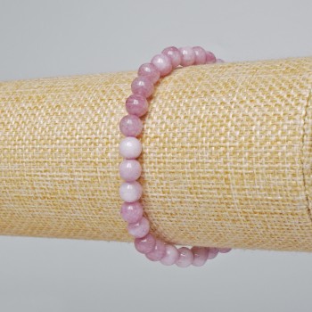 Brățară din kunzit artificial, bile netede, diametrul 6 mm, lungimea 18 cm (elastic)